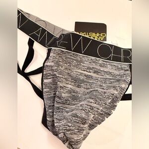Andrew Christian Black and Gray Patterned jock Briefs XL